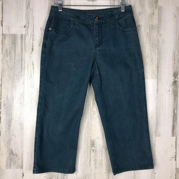 Baccini dyed denim teal capri jeans size 6P - Picture 1 of 5